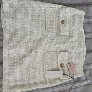 Maison d'Amélie Cream Textured Skirt